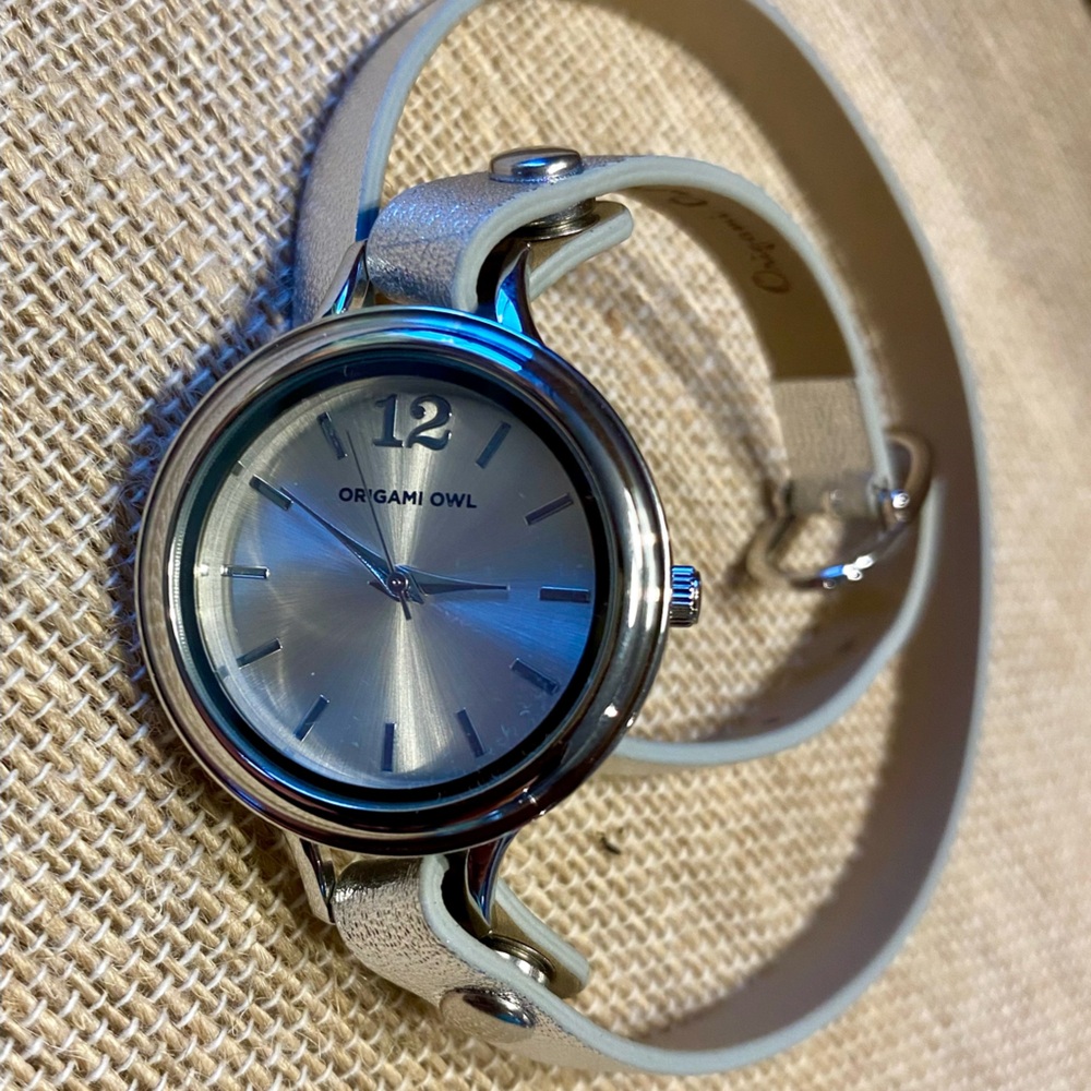 NIB Origami Owl Living Locket Watch, Faceplate, Leather Wrap Bracelet (retired)